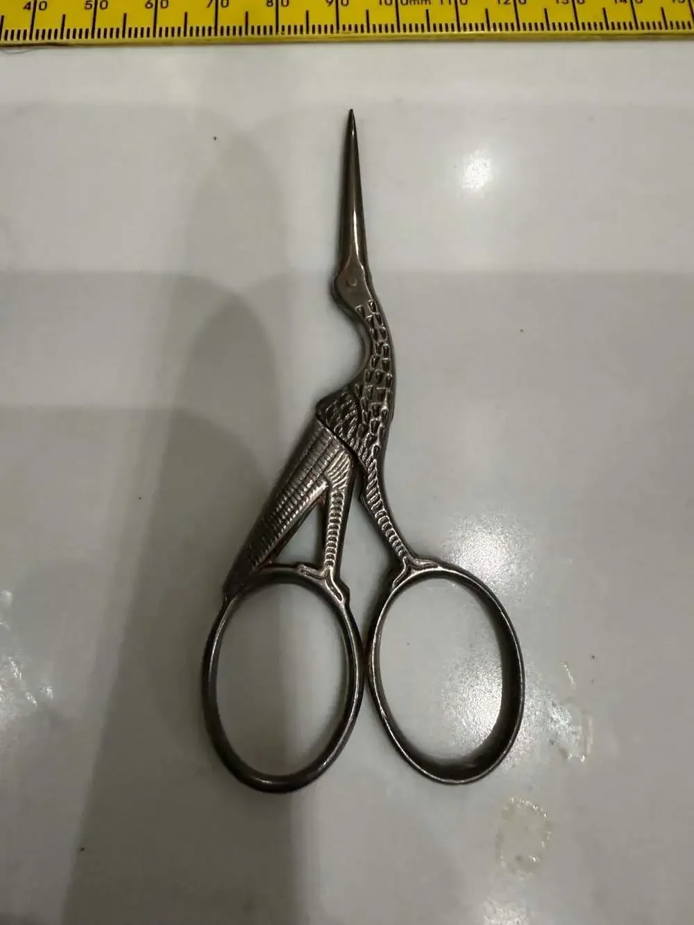 Vintage Stork Embroidery Scissors and Thimble Sewing Set, Made in Italy